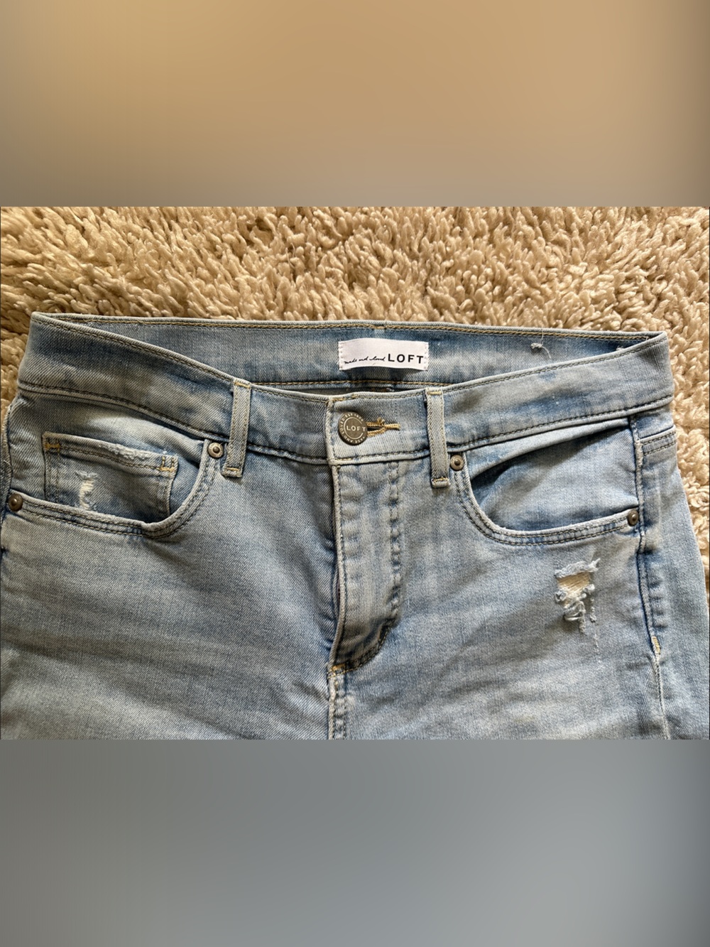 LOFT Light Wash Skinny Jeans with Subtle Distress